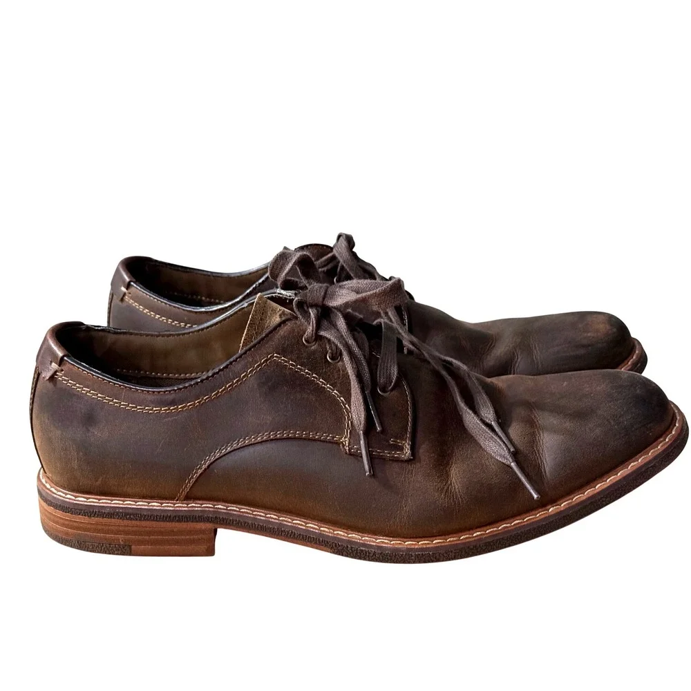 G H Bass Mens Dark Brown Leather Oxford Lace Up Dress Shoes Size 12M‎